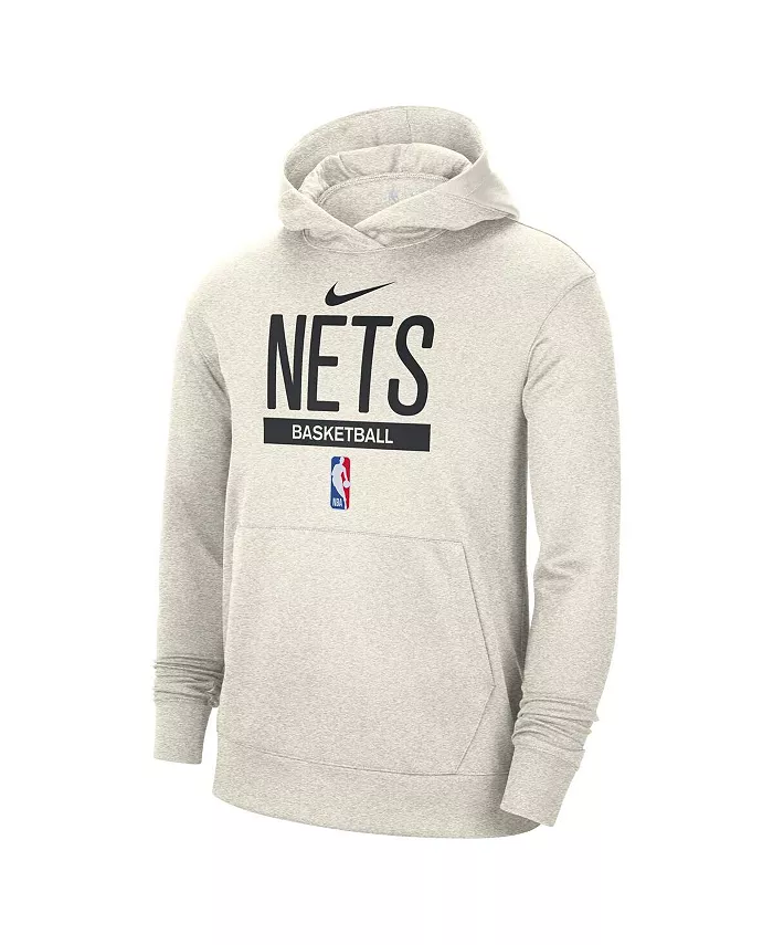 Мужская кремовая толстовка с капюшоном Brooklyn Nets 2022/23 Spotlight On-Court для тренировок и выступлений Nike — фото 3