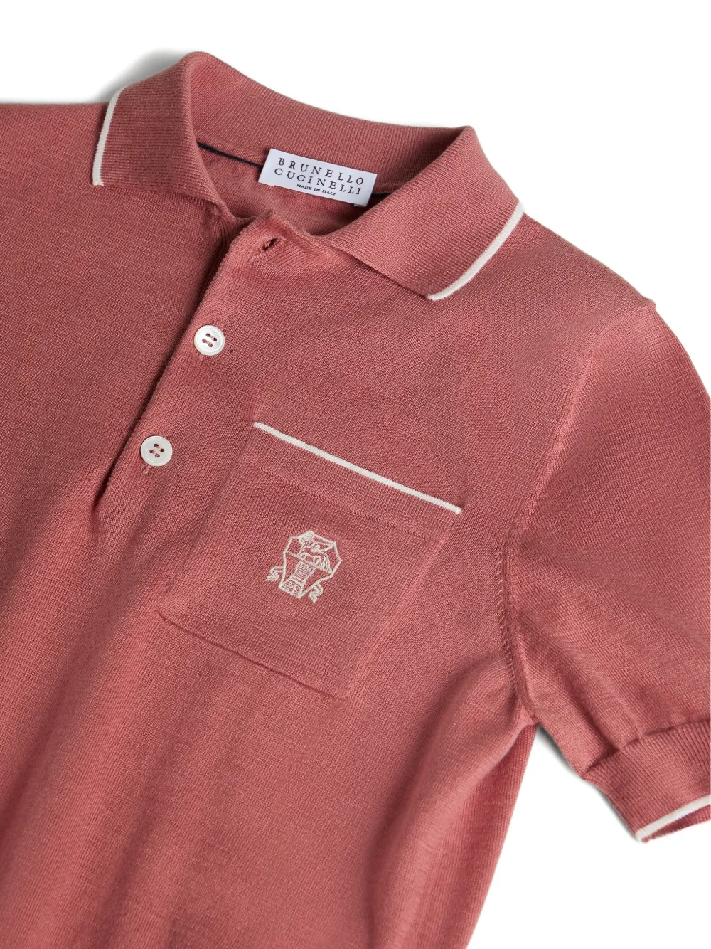 Трикотажная рубашка поло с логотипом Brunello Cucinelli Kids, оранжевый — фото 3