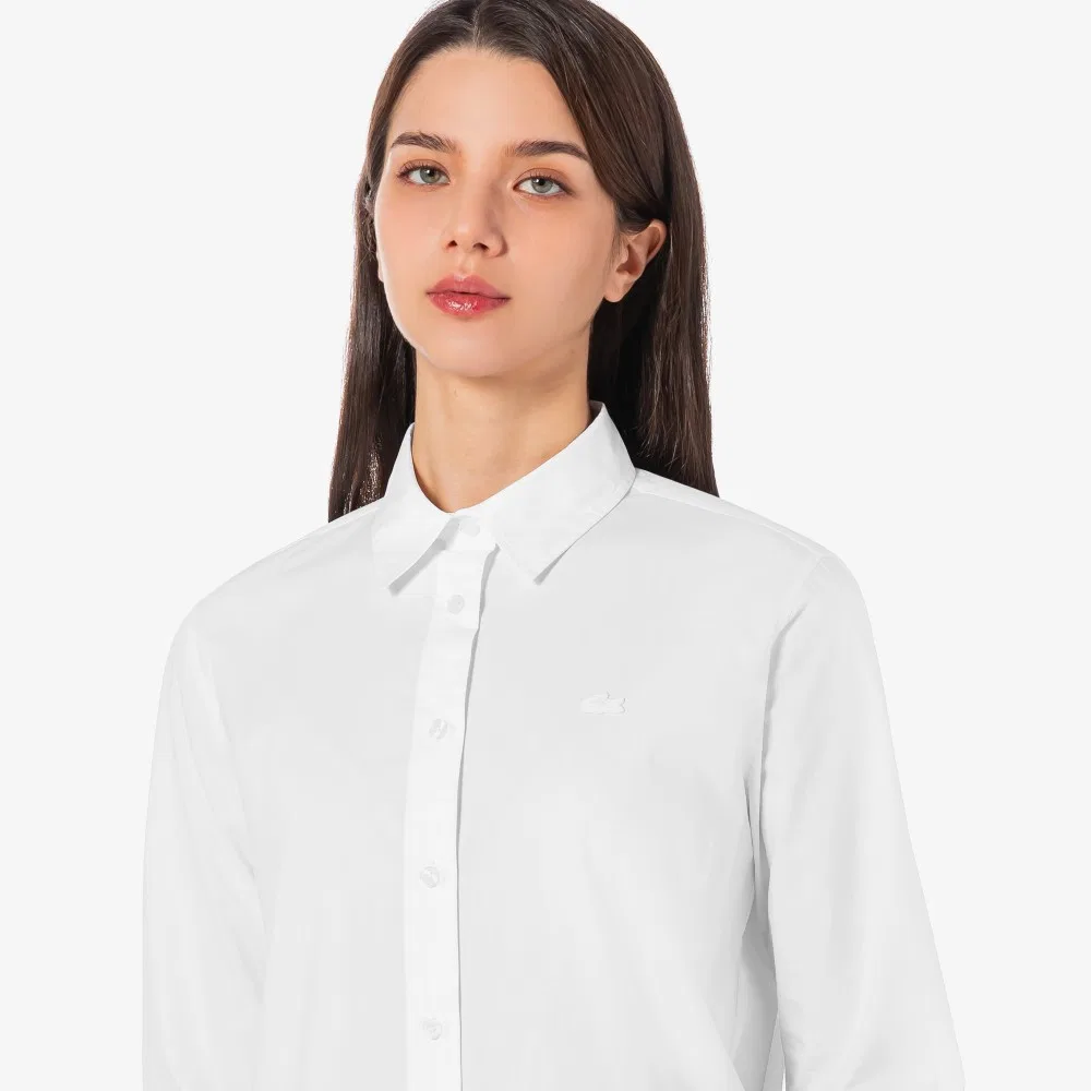 Рубашка Lacoste Белая Поплиновая Однотонная — фото 2