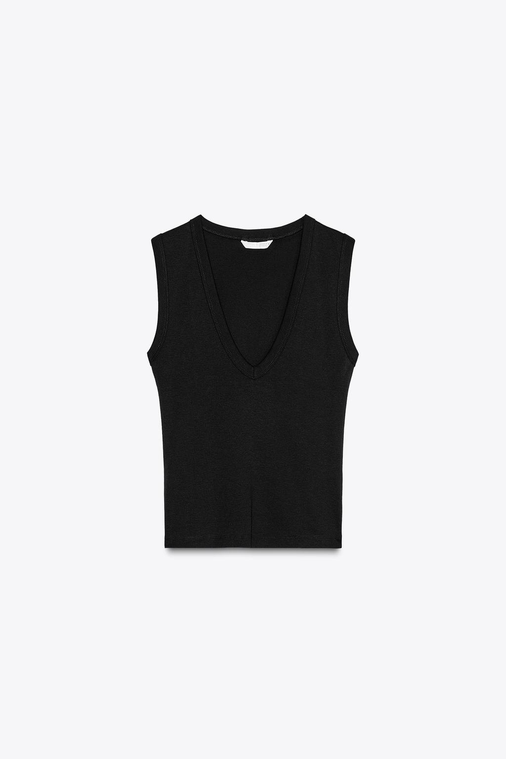 

Топ с v-образным вырезом ZARA, черный