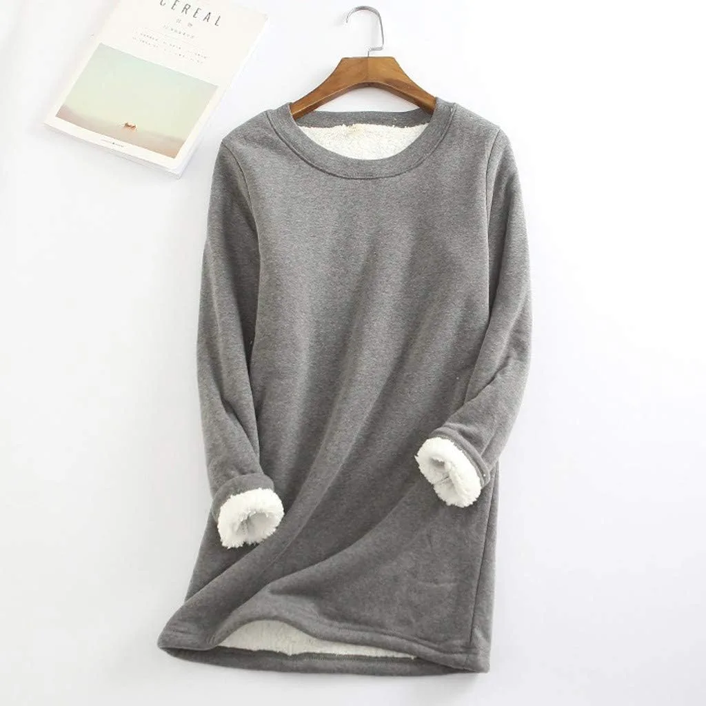 Флисовая толстовка для женщин Plus Size с воротником-экипаж и подкладкой Sherpa — фото 2