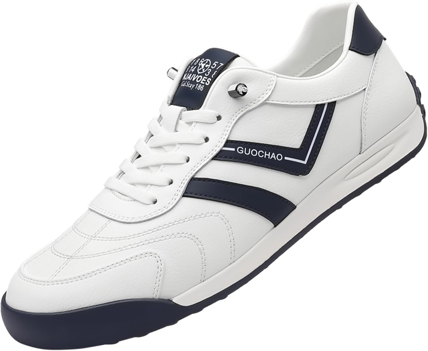 

Кожаные кроссовки Netehadi Men's Fashion Leathers Кроссовки с резинкой Повседневные кроссовки с круглым носком и низким топом Легкие спортивные кроссовки для ходьбы, белый