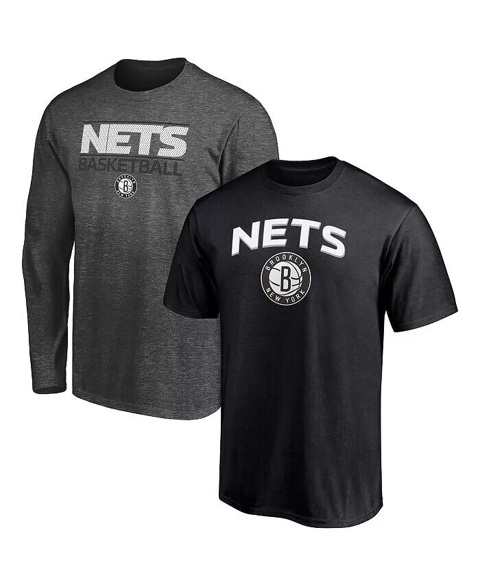 

Мужская черная футболка Brooklyn Nets цвета «хизер уголь» Fanatics