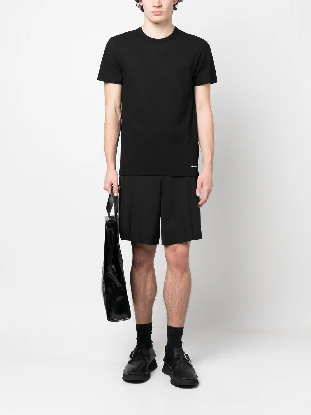 Однотонная футболка JIL SANDER, черный — фото 2