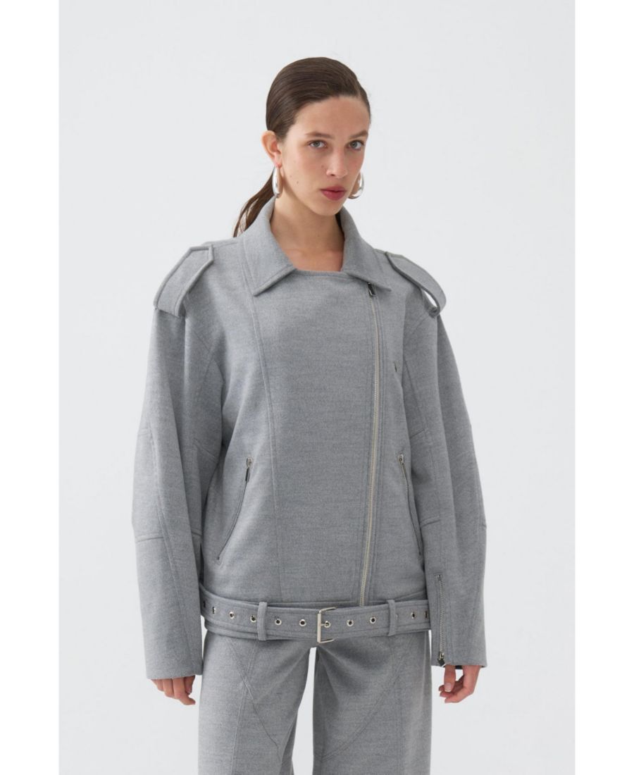 

Женское двубортное пальто свободного кроя NOCTURNE, Grey