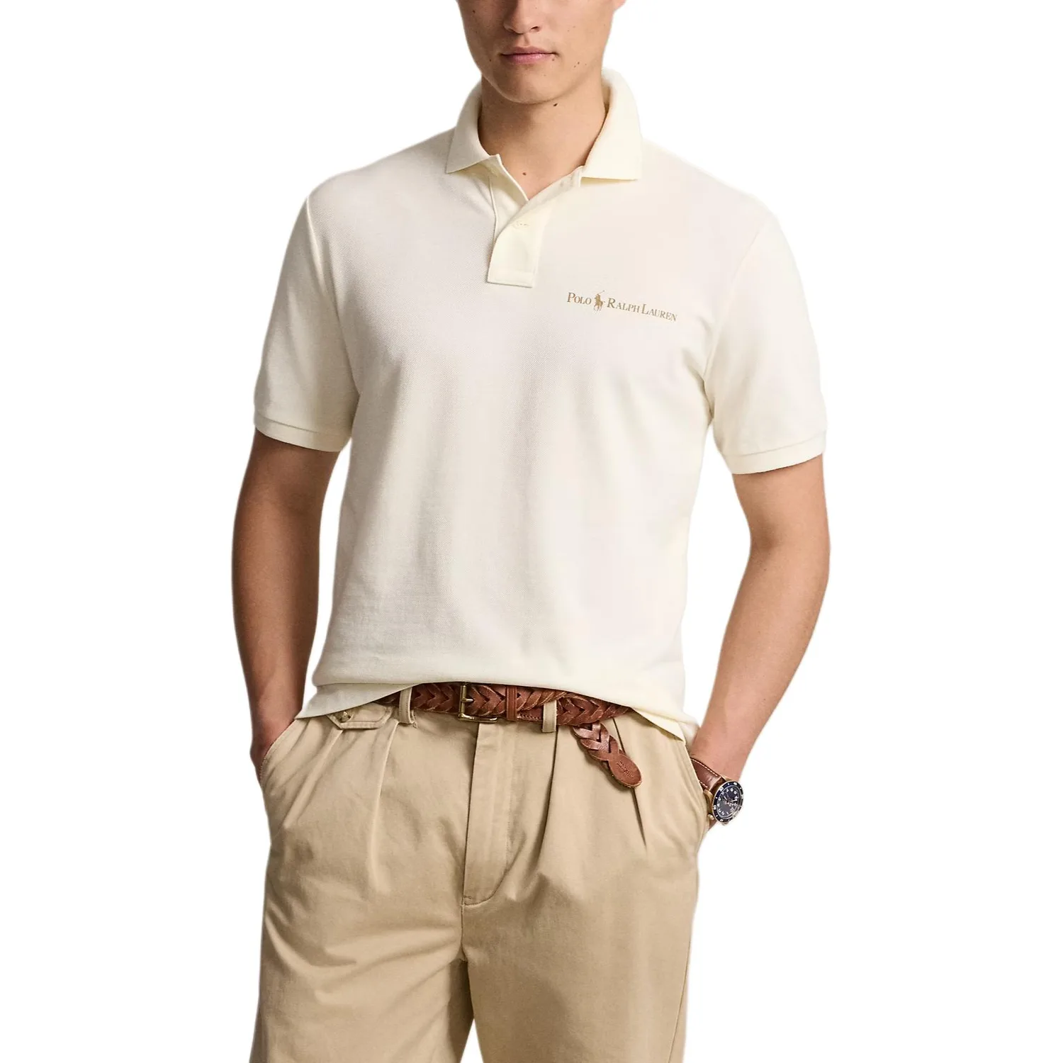 Polo Ralph Lauren Поло мужское cream — фото 3