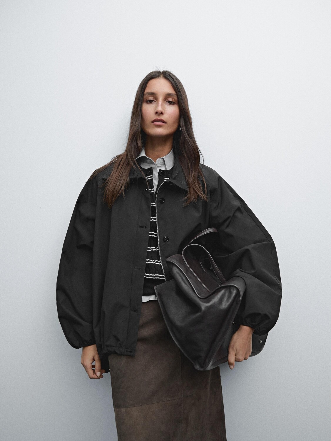 

Парка из хлопковой смеси Massimo Dutti, черный