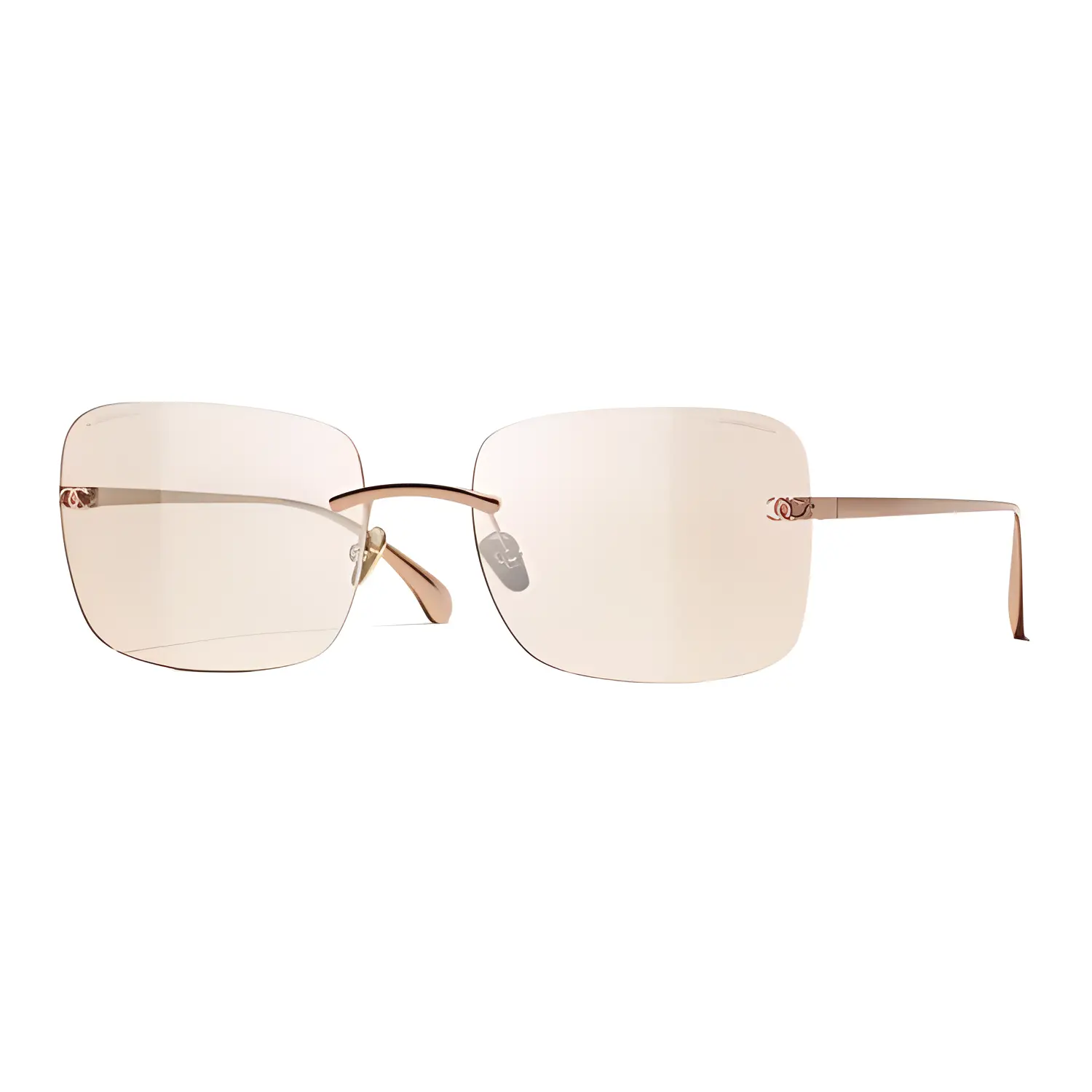 

Chanel Квадратные солнцезащитные очки унисекс, розово-золотые