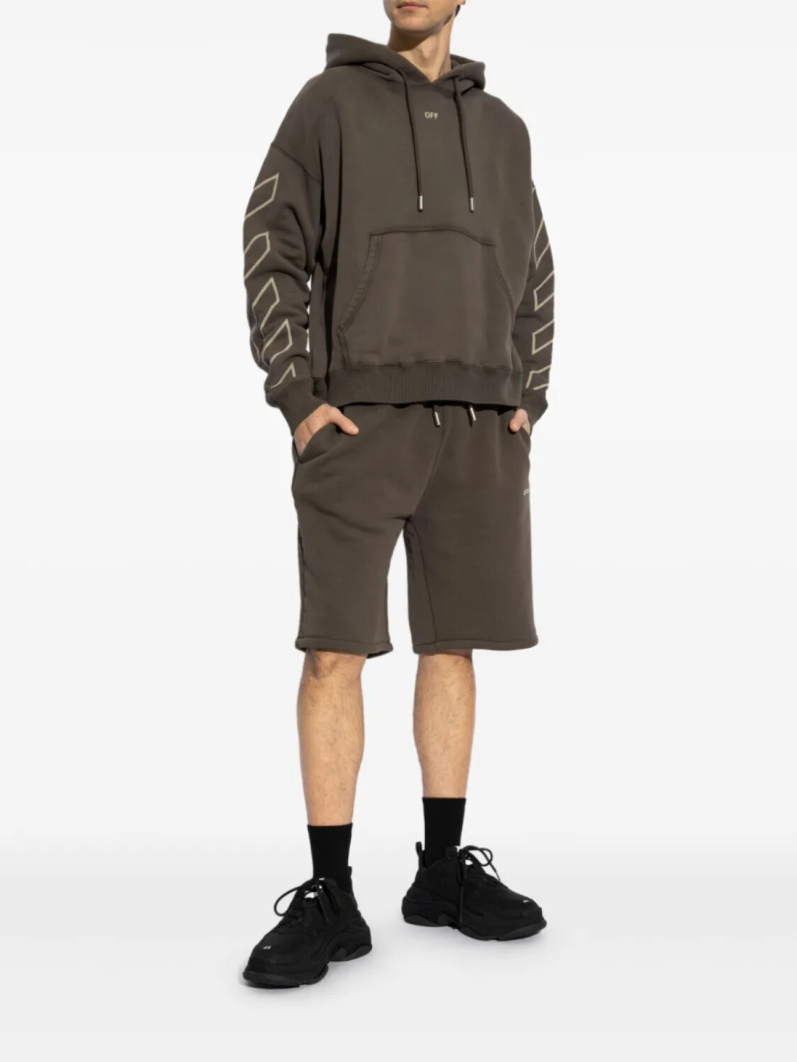 Спортивные шорты из хлопка с принтом стрел Off-White, коричневый — фото 2