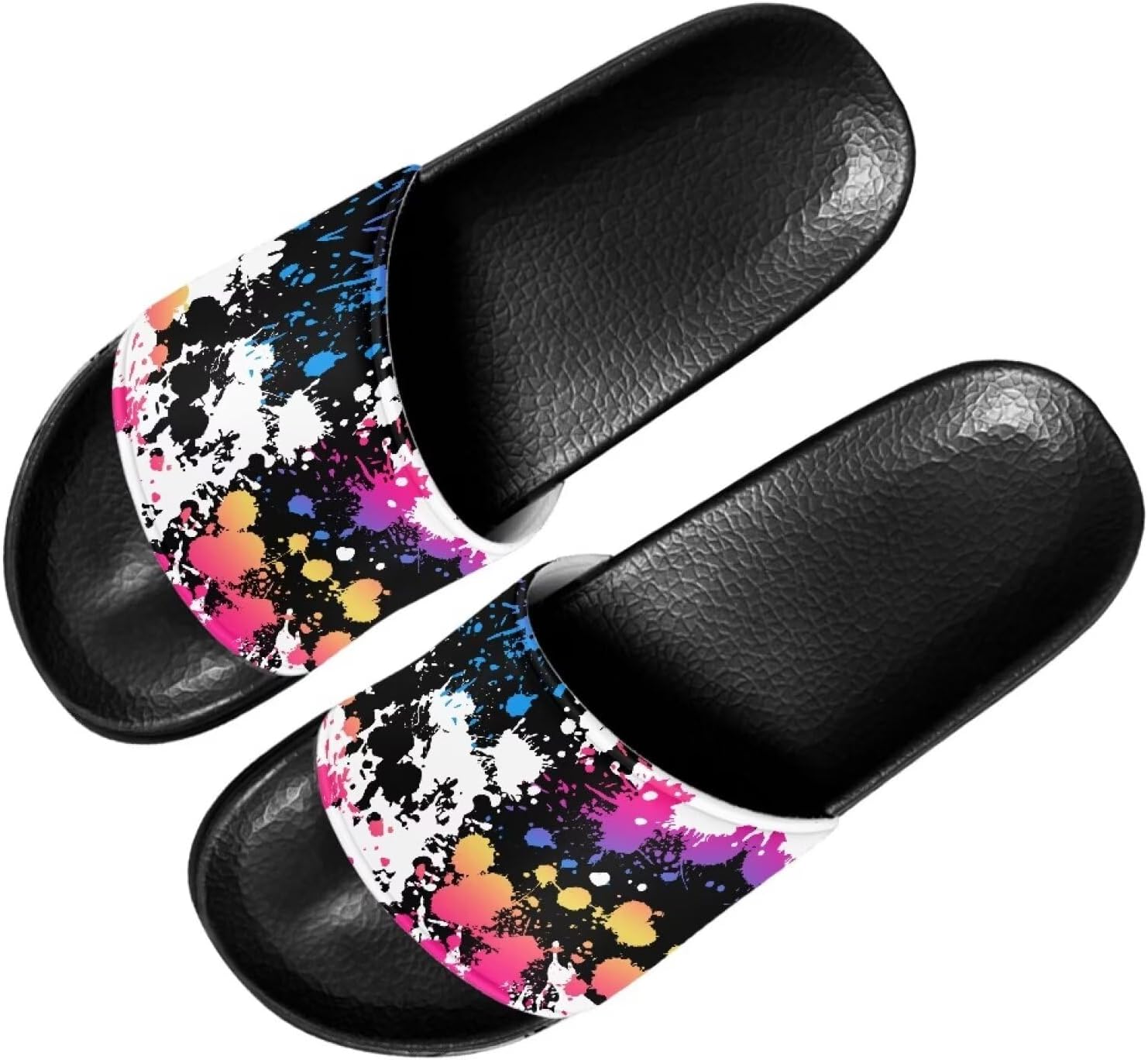 

Женские шлепанцы Forchrinse White Music Note Piano, легкие мужские шлепанцы для душа, пляжные плоские шлепанцы, Splatter Tie Dye