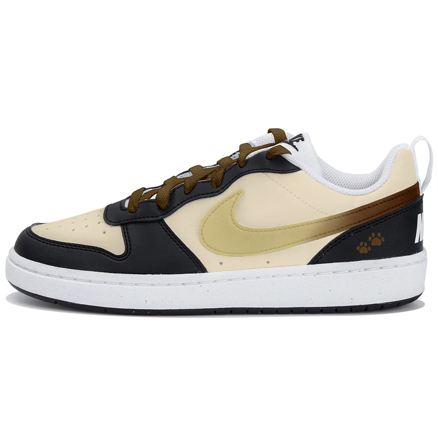 

Nike Кроссовки для скейтбординга Court Borough Brown Fun Paw Print низкие детские белый черный коричневый