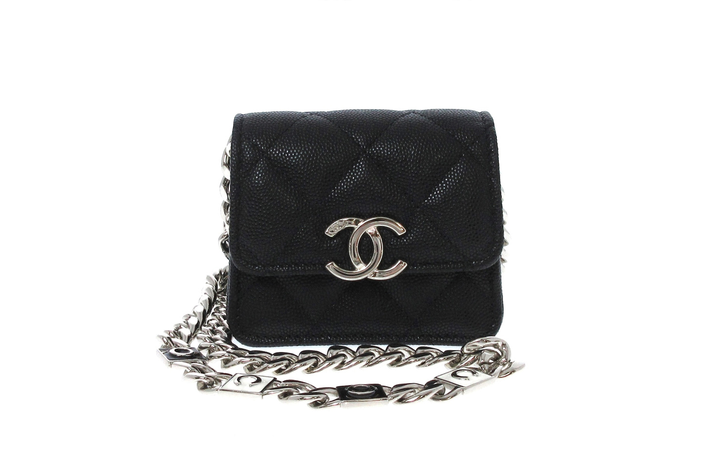 

CHANEL Блестящая зернистая тисненая кожаная сумка через плечо