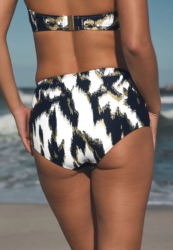 Плавки от бикини с высокой талией Next, Teal Blue Gold Foil Ikat — фото 4