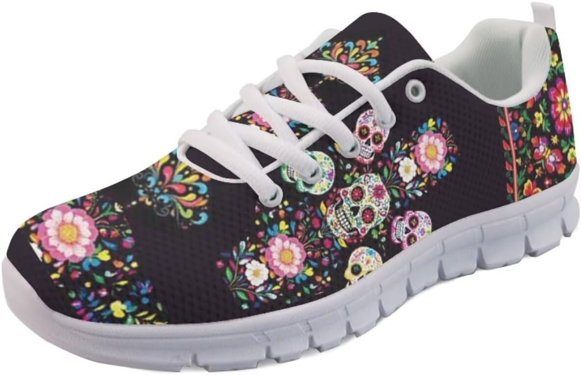 

Кроссовки Forchrinse Mexico Splash Ink унисекс, национальные прогулочные теннисные кроссовки для женщин и мужчин, легкие кроссовки для фестиваля, Mexican Skull Embroidered Flower Printed