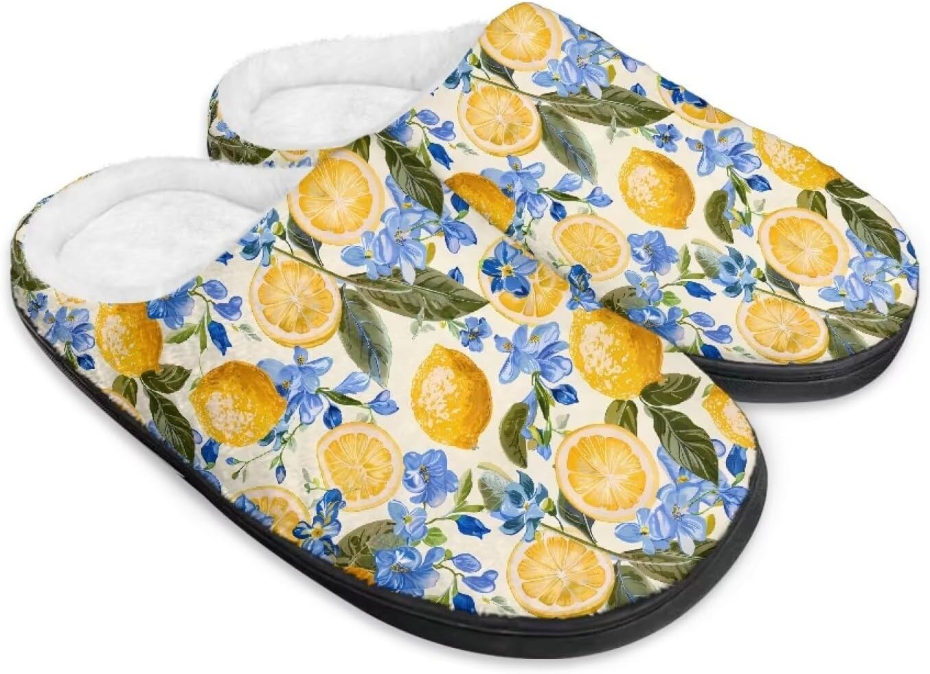 

Зимние домашние тапочки Pzuqiu для женщин и мужчин, легкие, без шнурков, мягкие, размеры 34-50, Tropical Lemon Floral