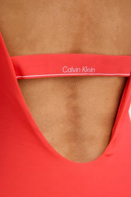 Купальник слитный в полоску Calvin Klein, розовый — фото 4