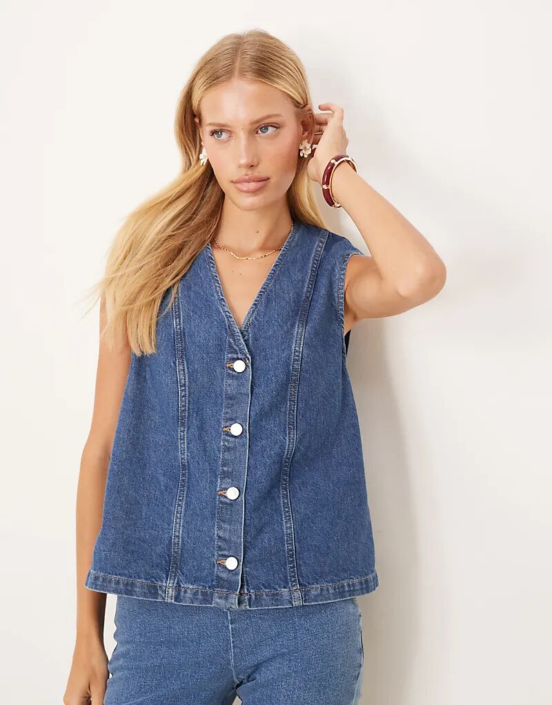 

Джинсовый жилет свободного кроя ASOS DESIGN цвета индиго