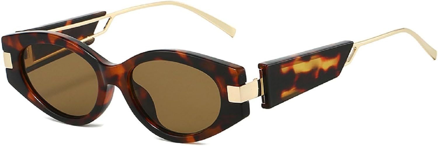 

Модные солнцезащитные очки «кошачий глаз» с широкими дужками и металлическими вставками для женщин, декоративные, для уличной фотографии, путешествий, с защитой от УФ-излучения mincl, Leopard Green