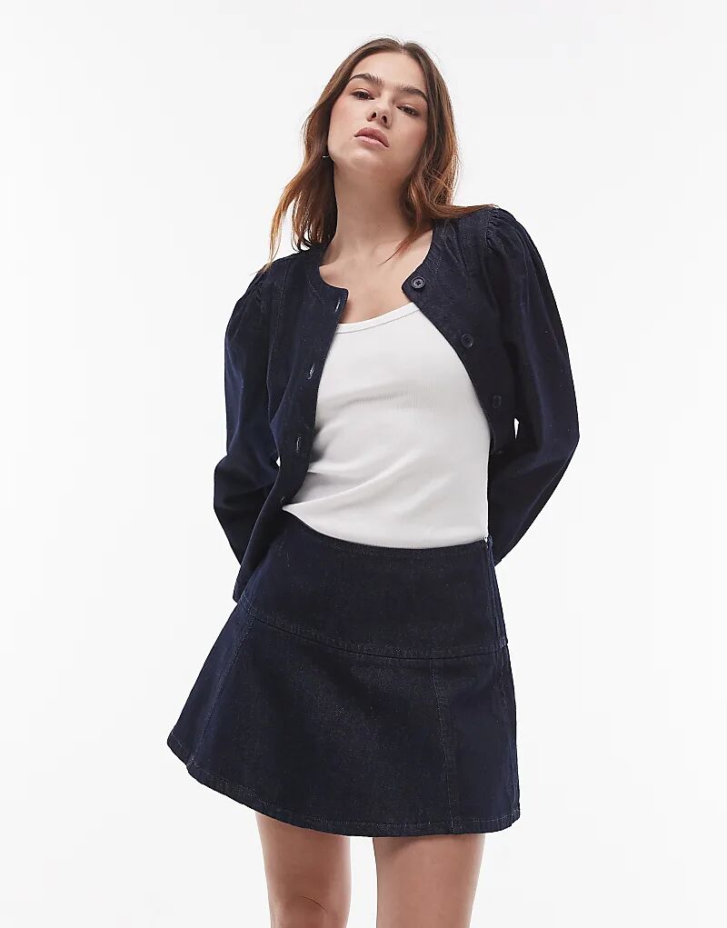 

Джинсовая юбка-фонарик цвета индиго Topshop
