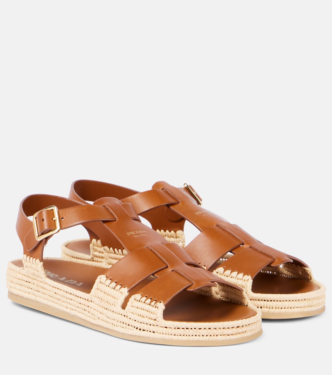 Кожаные сандалии Prada, Cuoio