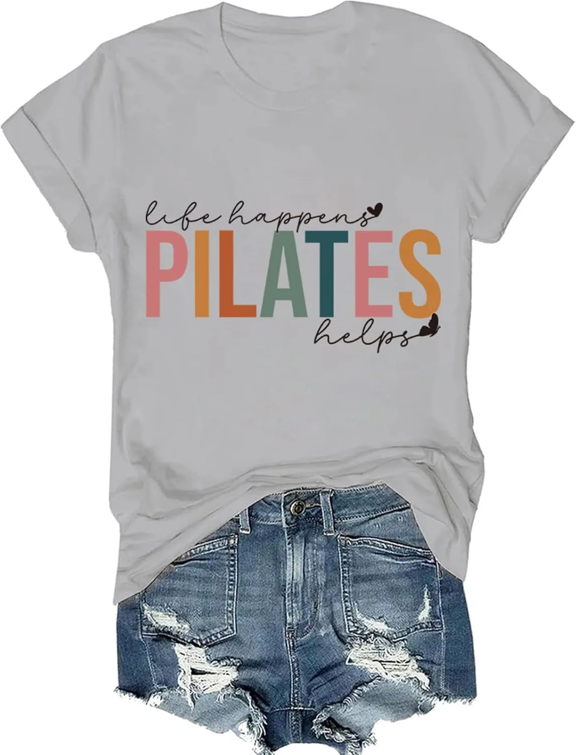 Футболка Pilates Mom с принтом Life Happens Pilates Helps
