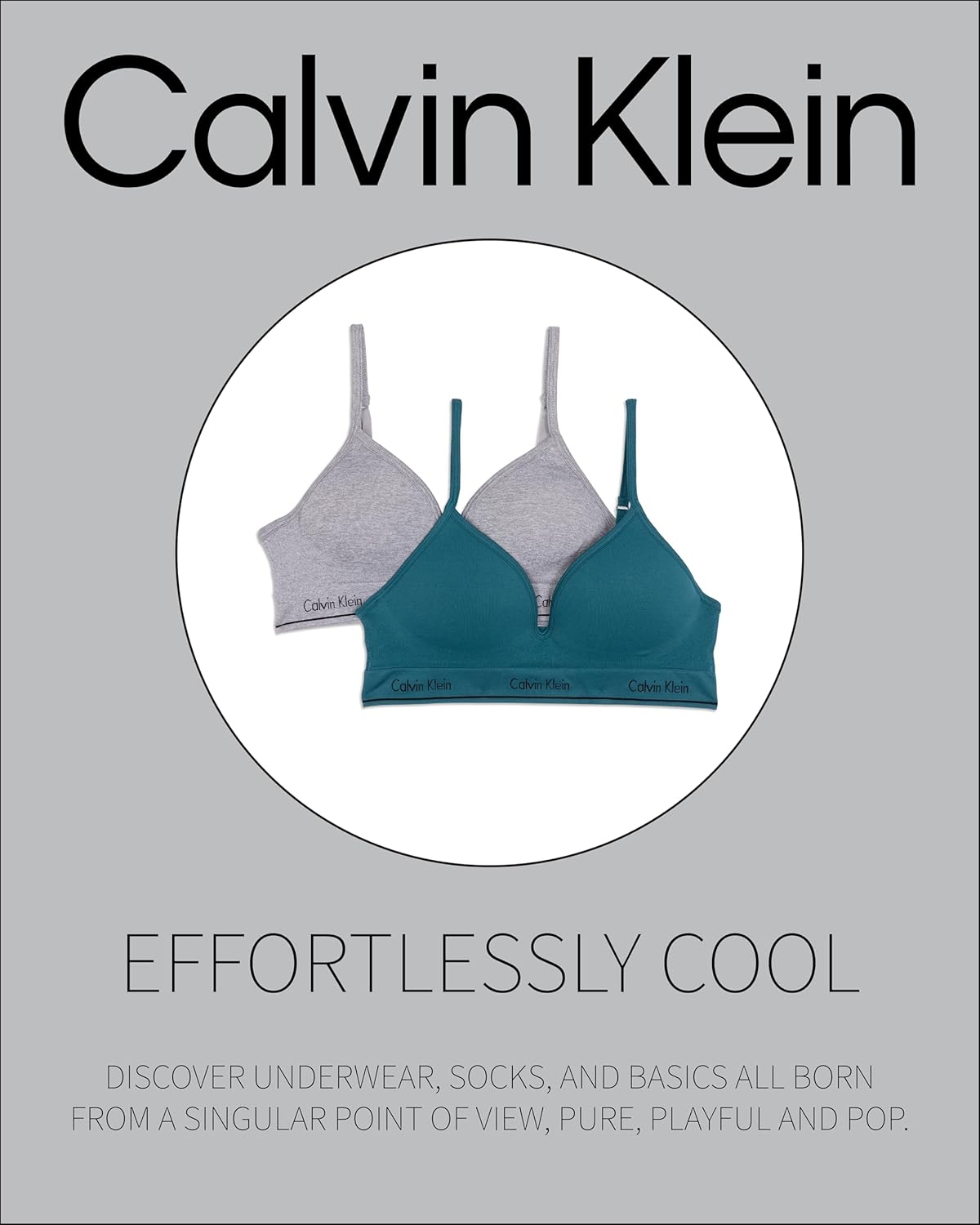 Набор из 2 бесшовных бюстгальтеров-бралеттов Calvin Klein Girls с оборками, Nude/Black - 2 Pack — фото 3