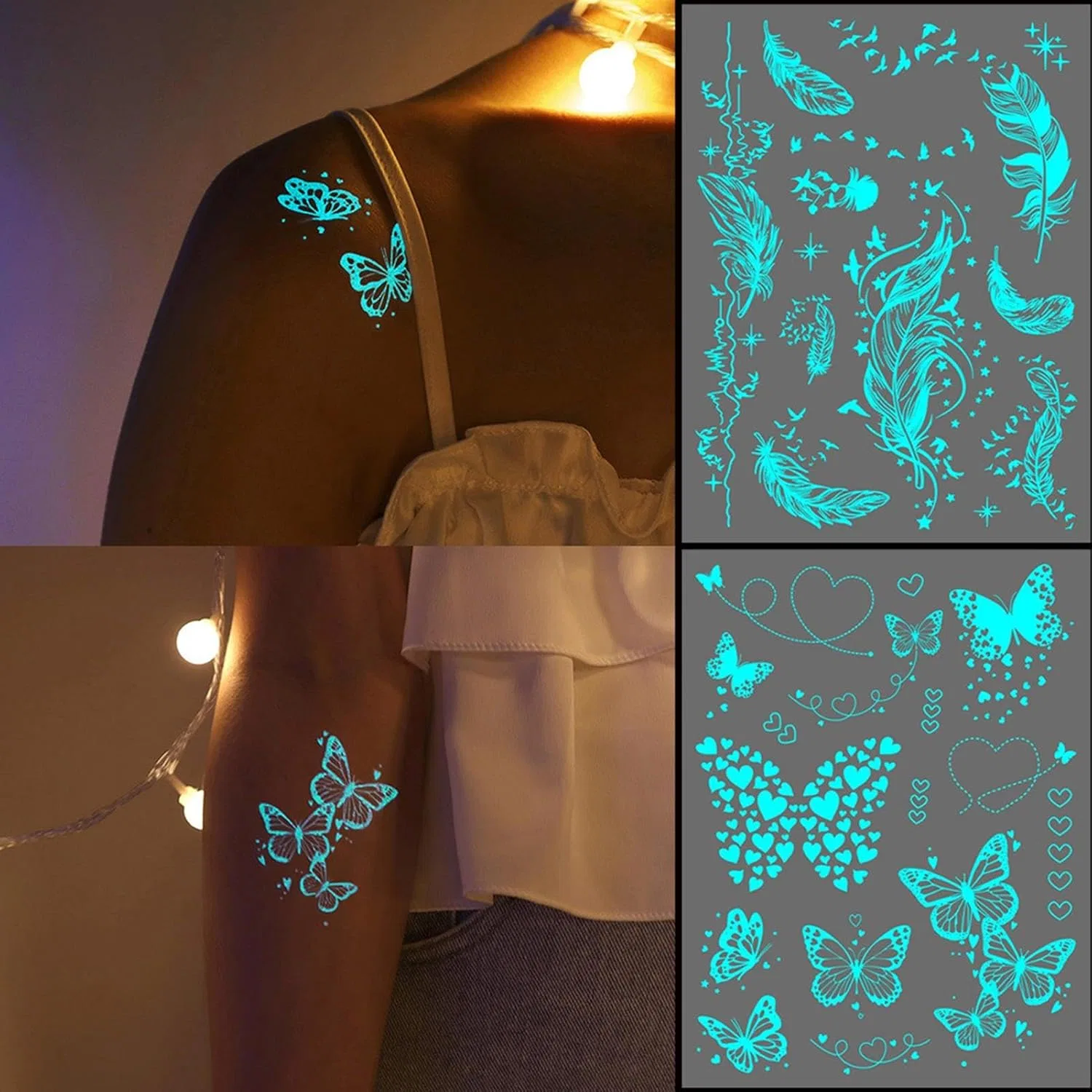 Светящиеся наклейки для тела Neon Glow, 6 цветов — фото 2