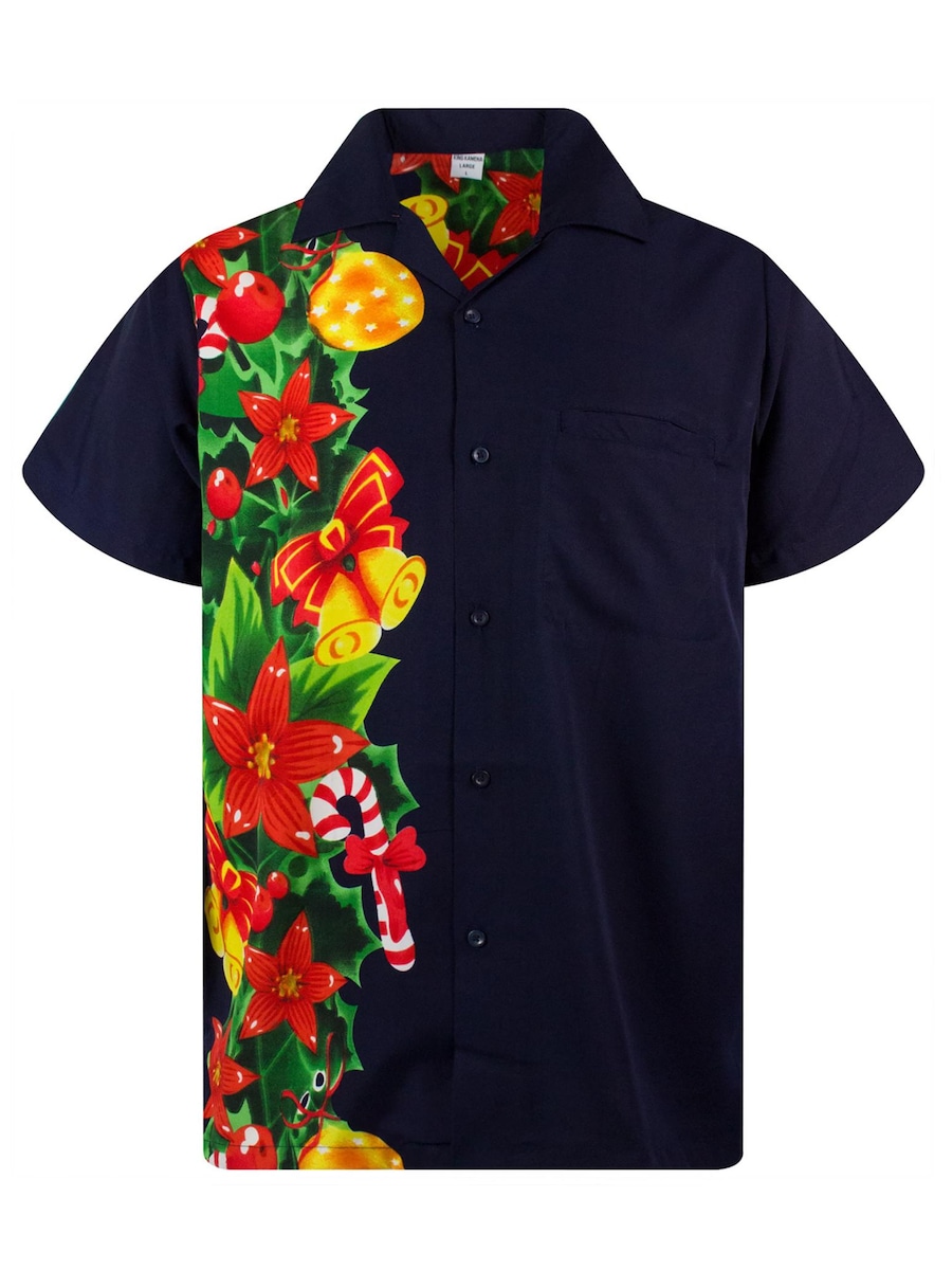 

Рубашка на пуговицах классического кроя King Kameha Christmas Wedding, синий