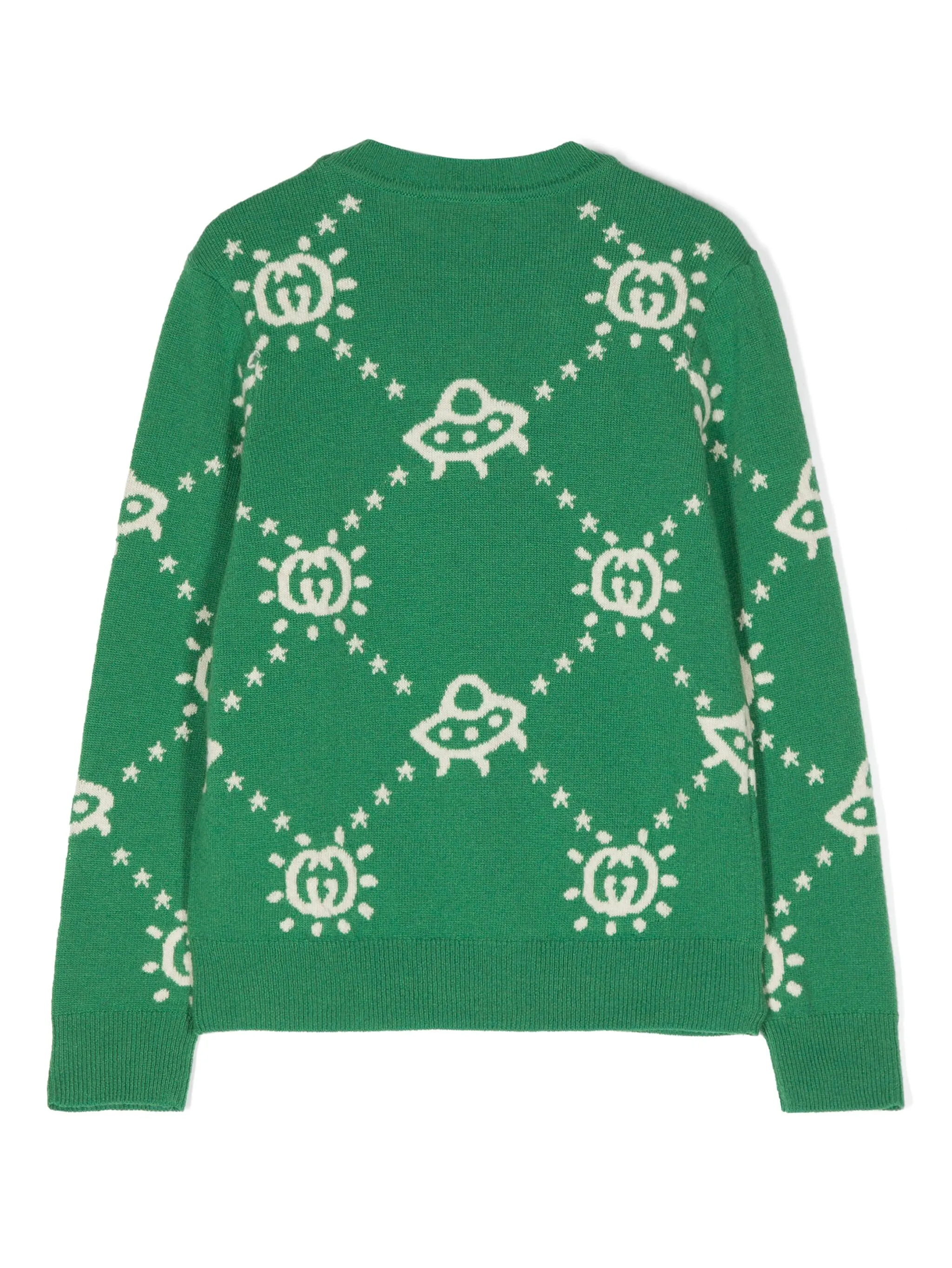 Джемпер вязки интарсия с логотипом Interlocking G Gucci Kids, зеленый — фото 2