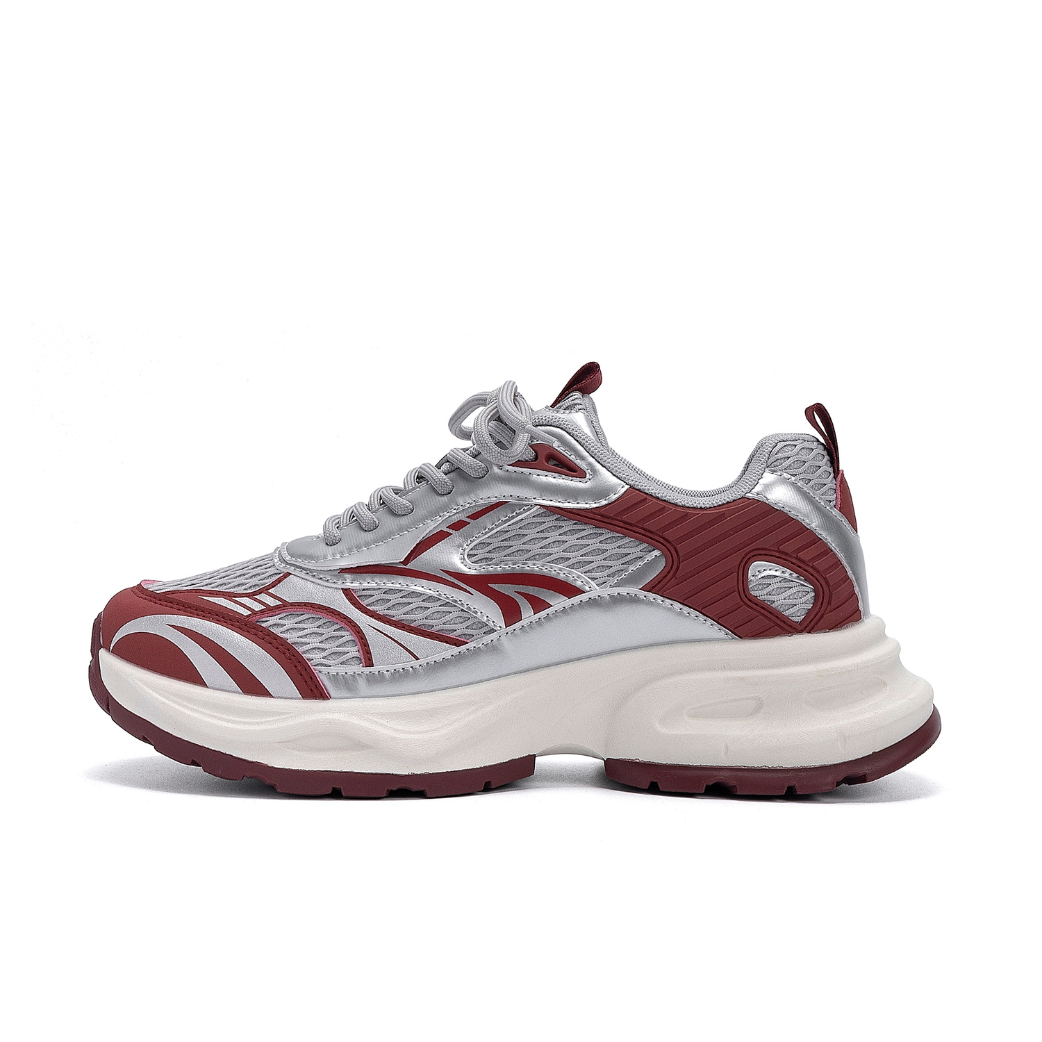 

HUANQIU Синтетические кожаные кроссовки мужские низкие массивные с эффектом увеличения роста, устойчивые к истиранию, дышащие, серо-красные