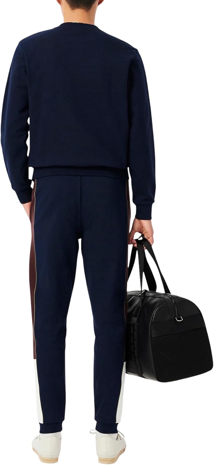 Lacoste мужские флисовые спортивные штаны с зауженным низом, Navy Blue/Flour/Red Vermouth — фото 3