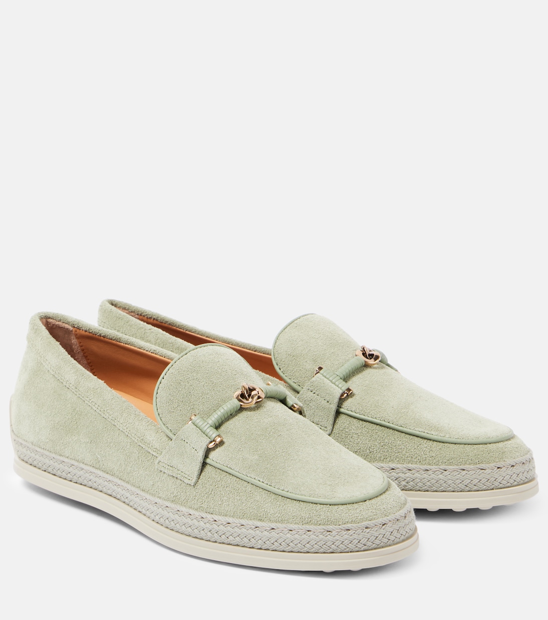 Замшевые мокасины с T-образным ремешком Tod's, Oil Green