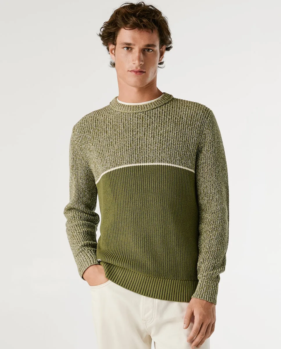 

Мужской джемпер с круглым вырезом в цветовой блок Pepe Jeans