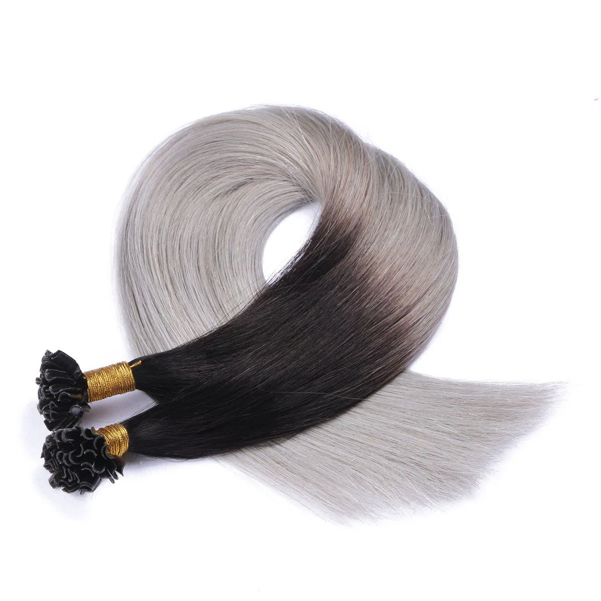 Наращивание волос кератиновое «#1B/Silver Ombre» от NOVON Hair Extension, 60 см, 25 прядей Haar-Profi