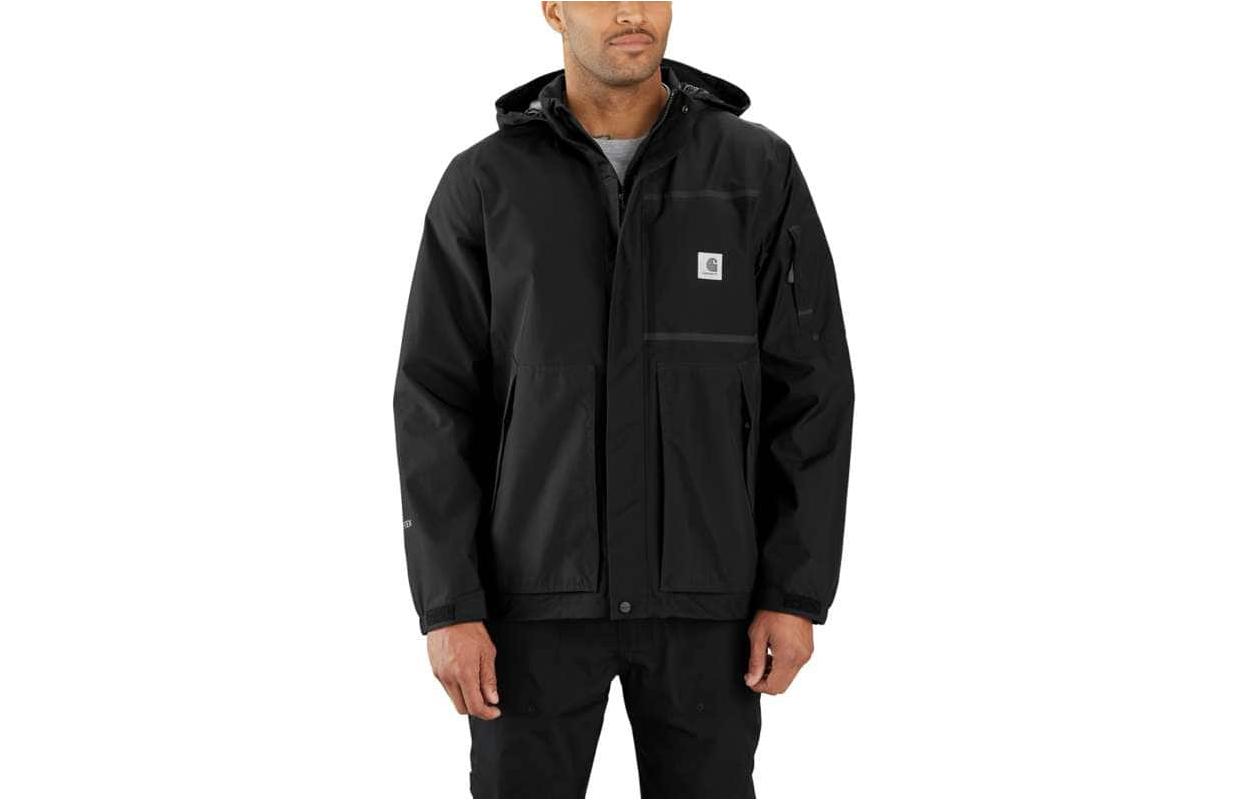 

Carhartt Штормовой защитный лёгкий прочный куртка из ткани Гортекс свободного кроя мужская чёрная, Black