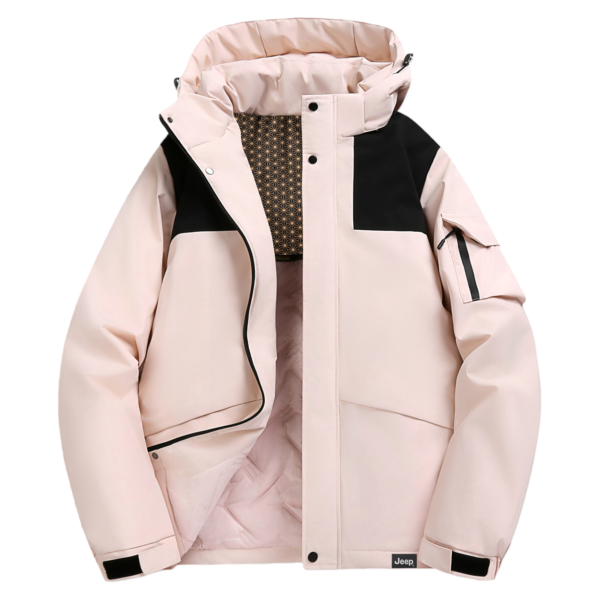 

Пуховик Unisex Hooded Thickened Jeep, розовый