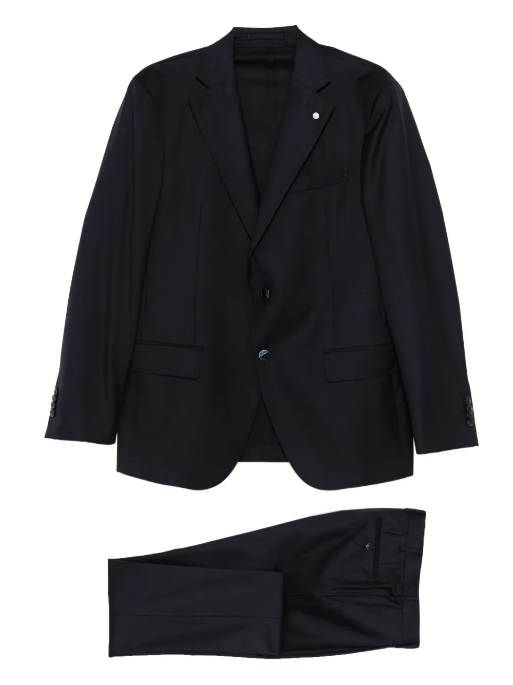 

Шерстяной костюм с однобортным пиджаком Luigi Bianchi Mantova, синий