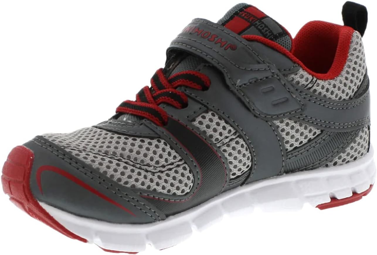 

Детские кроссовки TSUKIHOSHI Velocity - обувь для детей от 1 до 8 лет с застежкой-ремешком, пригодная для машинной стирки, с широким носком и нескользящей подошвой, красный