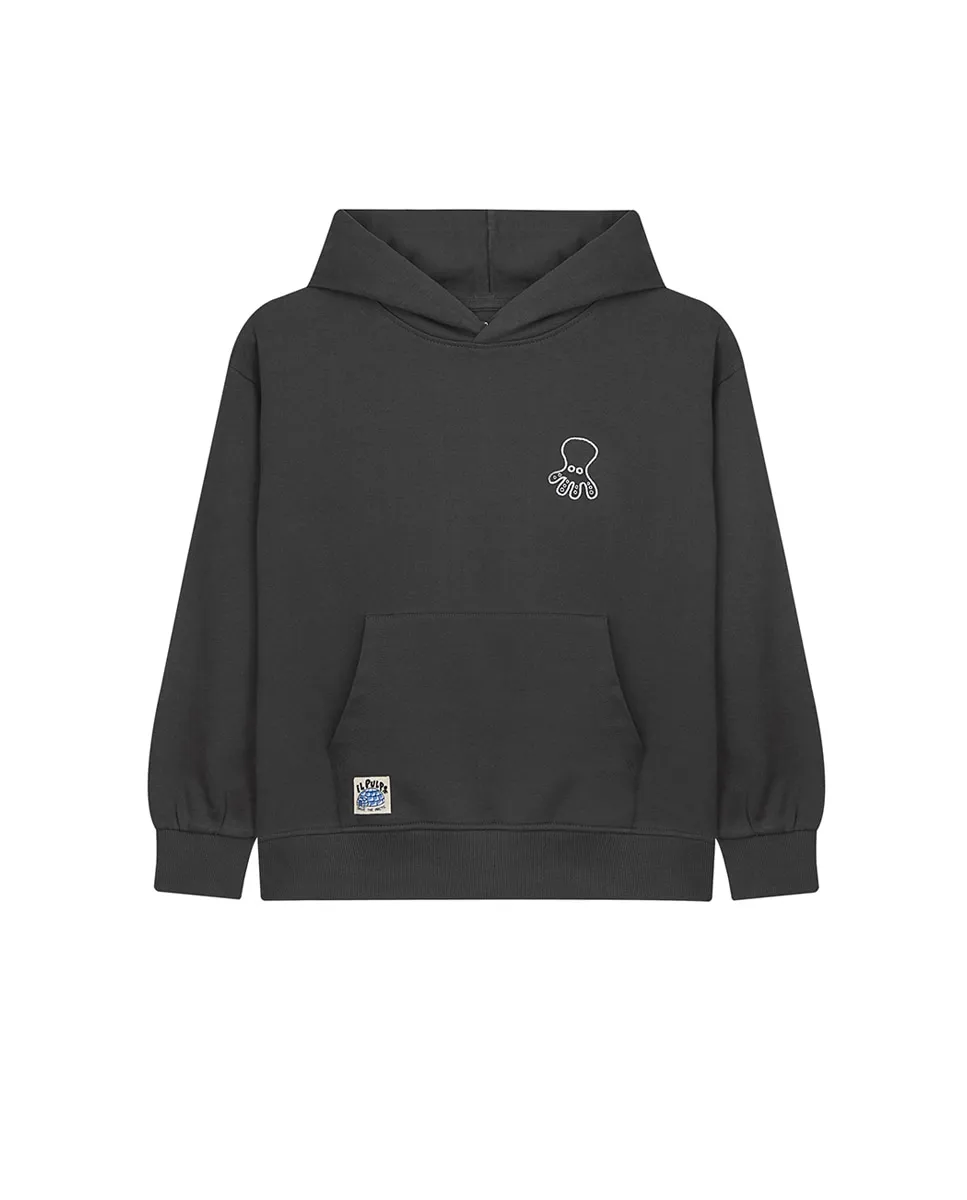 

детская толстовка с капюшоном и фантазийным рисунком El Pulpo, темно-серый