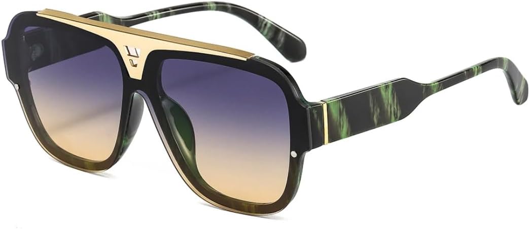 

Винтажные солнцезащитные очки в крупной оправе для женщин и мужчин, роскошные, популярные, для путешествий, с защитой от УФ-излучения UV400 (зеленые, серые, желтые) TVTBBVV, Green Gray Yellow