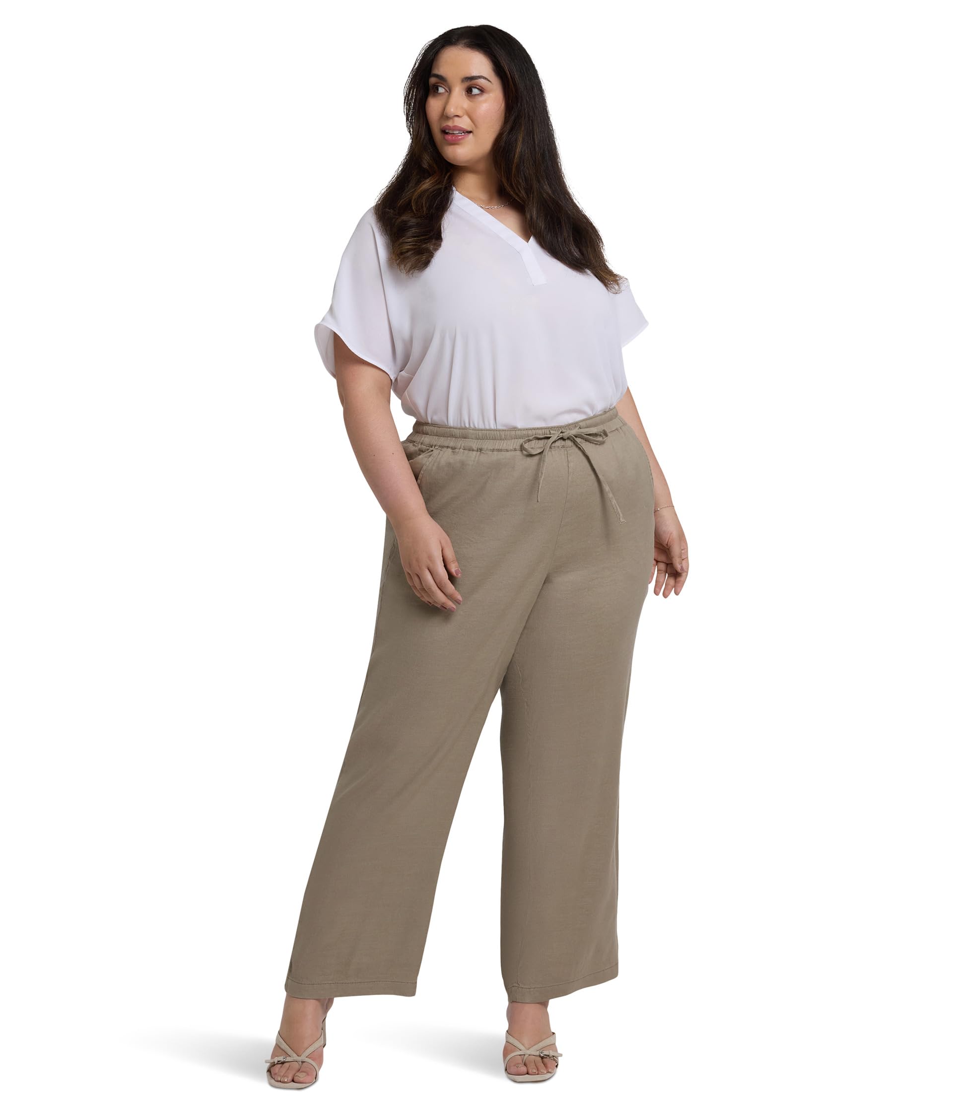 

Брюки NYDJ Plus Relaxed Drawstring Pull-On Pants, Saddlewood