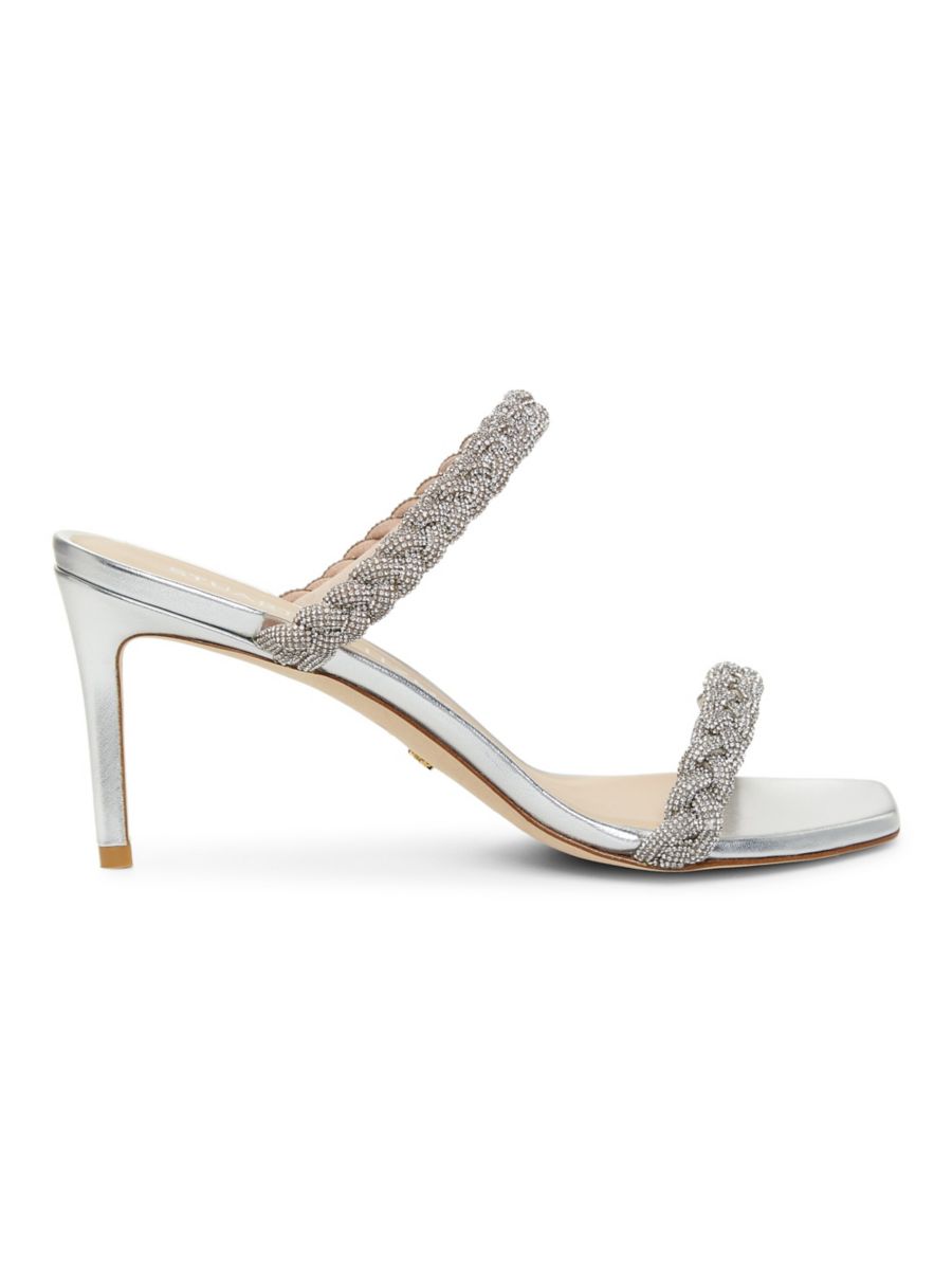 Сандалии Addison с открытым носком 75 мм Stuart Weitzman, серебряный