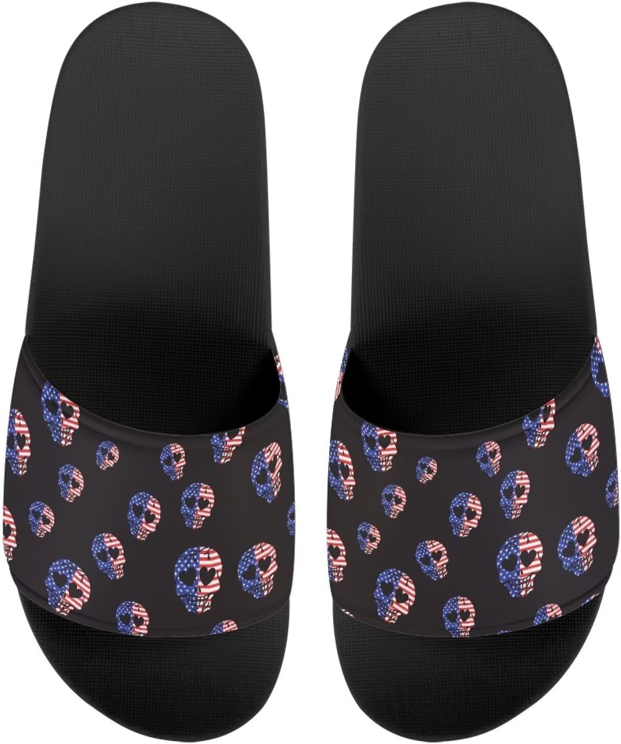 

Сандалии EVA с одной полосой, с рисунком подсолнухов, с мягкой подошвой, открытым носком, противоскользящие, на плоской подошве для женщин и мужчин Drnuikhe, American Flag Skull Print