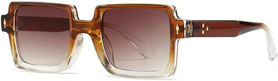 

Солнцезащитные очки LVTFCO Retro Rivets Punk для мужчин, защита от УФ-излучения UV400, модные градиентные солнцезащитные очки для женщин, Brown Tea Gradient