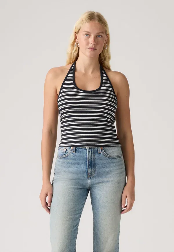 Топ-халтер Levi'S, модель Ella, цвет антрацит ночной в полоску