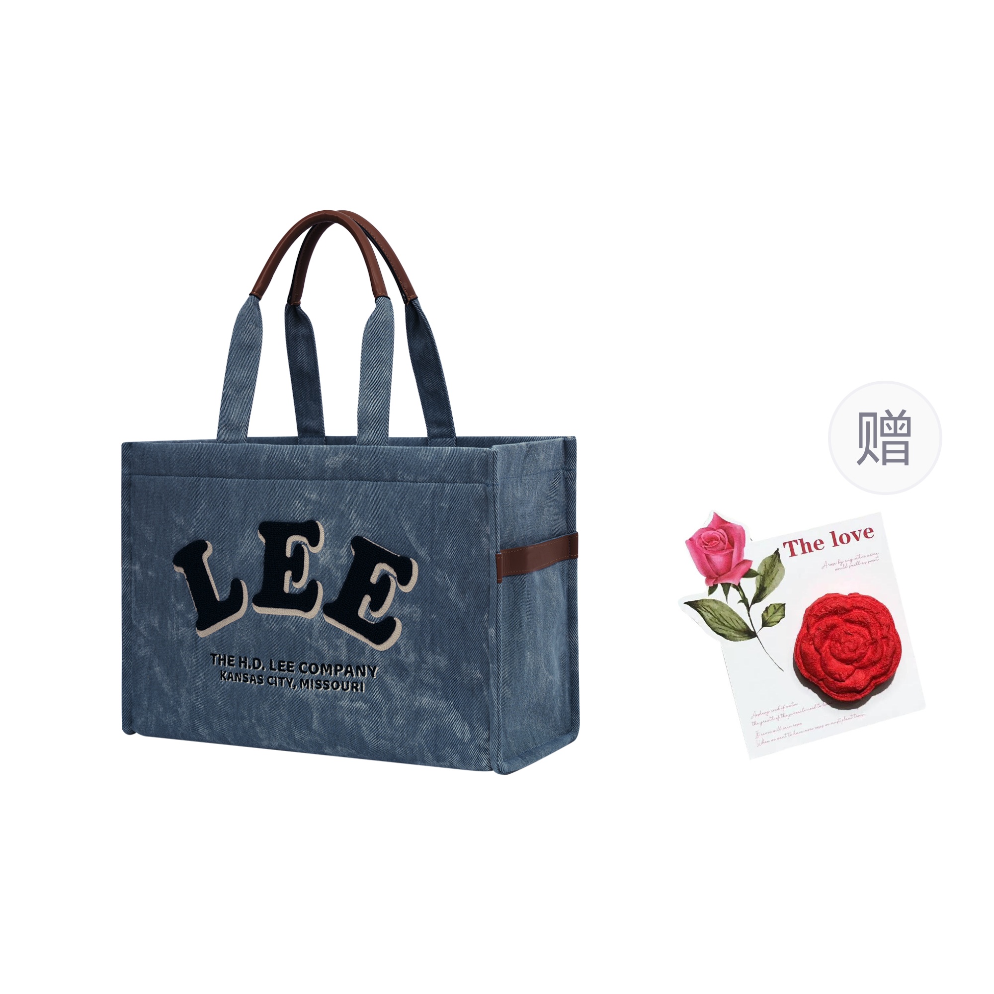 

Джиновая сумка-шоппер Tubas для женщин, вымытая синяя Lee, подарочное лимитированное издание