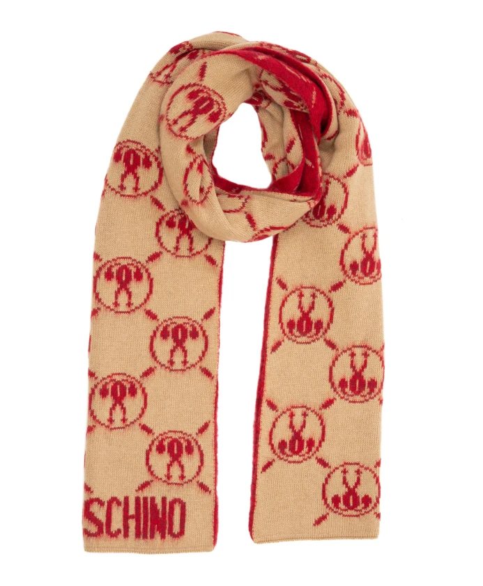 

Шарф с культовым логотипом Moschino, коричневый