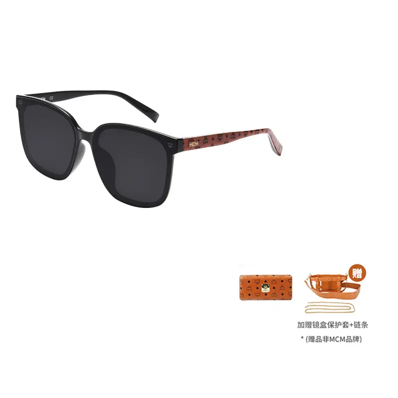 

MCM Пластиковая оправа квадратные солнцезащитные очки унисекс, Black+Brown