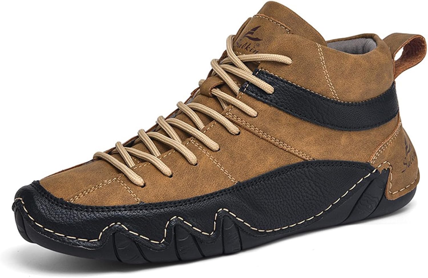 

Мужские легкие высокие чукка EGGDK ручной работы - мягкие кожаные ботинки на шнуровке для езды за рулем, походов и прогулок - нескользящие повседневные кроссовки на все сезоны, коричневый