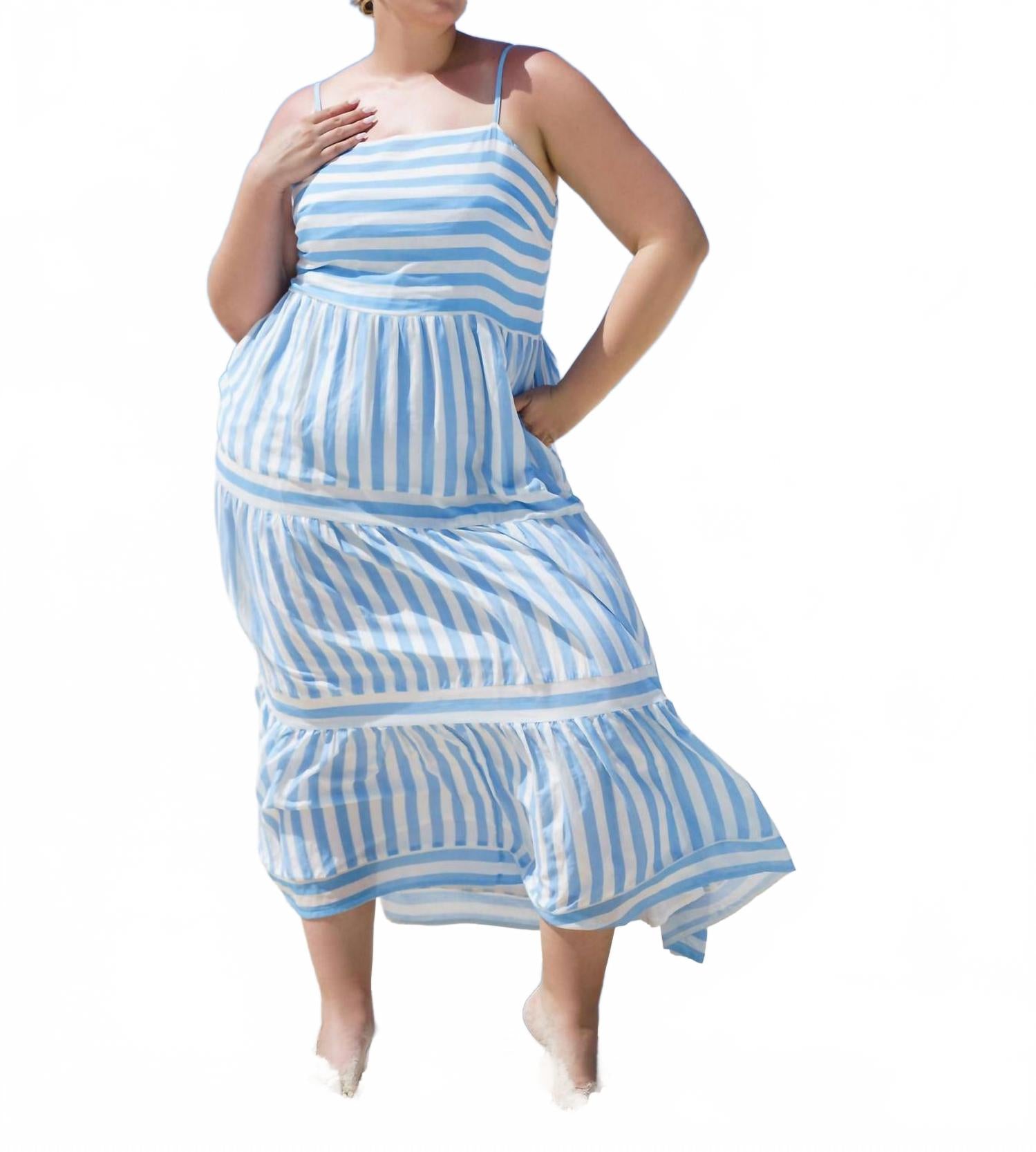 

Длинное платье Jessica - большие размеры, в синюю полоску Sal Rosa